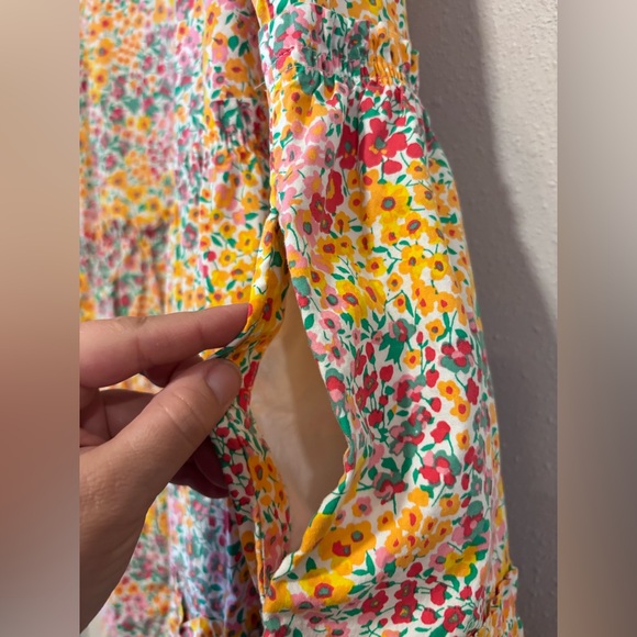 J.Crew Factory Reimagined mixed-floral cotton sleeveless tiered midi dress - Picture 4 of 7